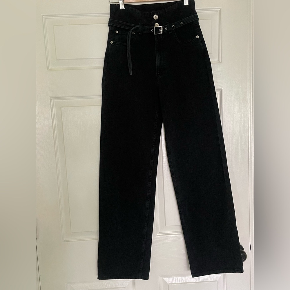 Rag & Bone Belted High Rise Denim in Blackbird Size 23